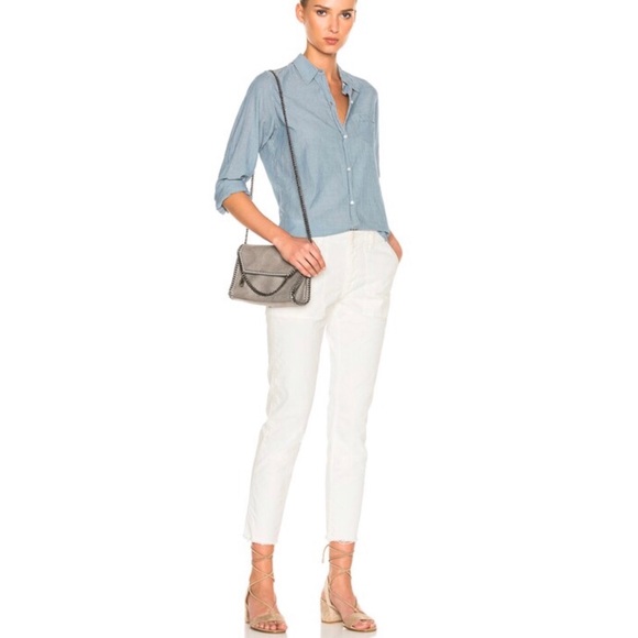 Nili Lotan Jenna Slim Cotton Pant in White/Eggshell Size 0 - Picture 2 of 12